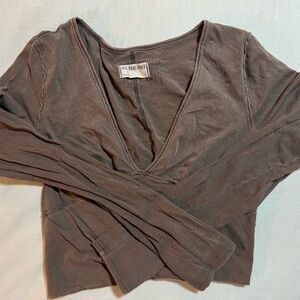 We The Free Brown V-Neck Top